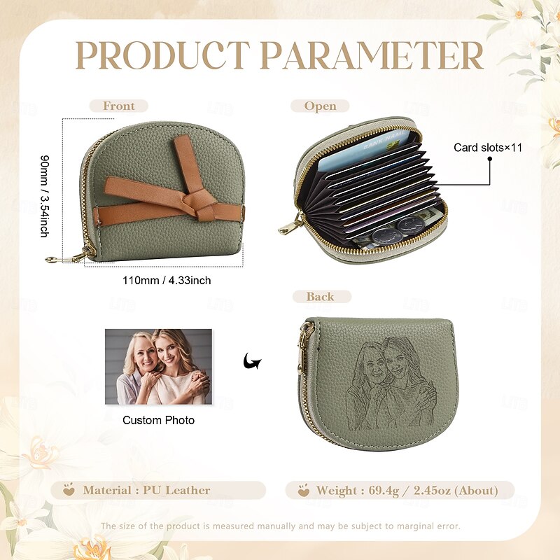 Personalized Photo Engraved Wallet Custom Best Gift for Mom - Custom Leather Wallet with Photo, Perfect Wedding, Mother's Day, Anniversary, Birthday, Wedding, Christmas, and Seasonal Gift for Her2