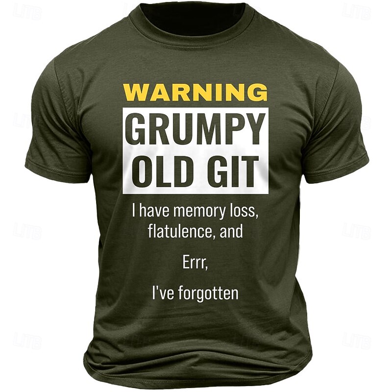 Men's Grumpy Old Git Warning T-Shirt - Funny Memory Loss & Flatulence Humor Gift
