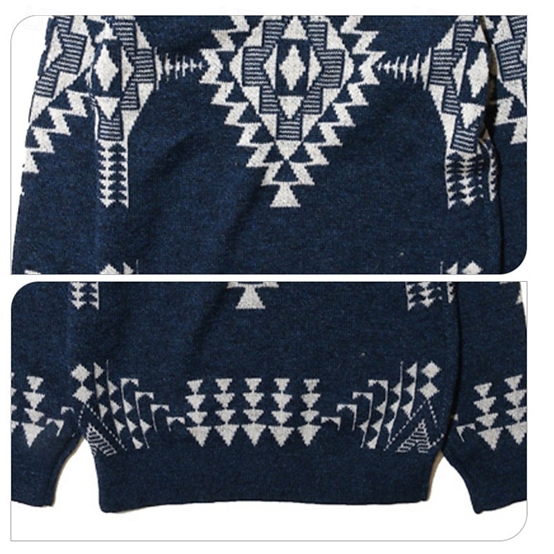 Men's Jacquard Sweater Pullover Sweater Jumper Knit Sweater Ribbed Knit Regular Tops Knitted Argyle Lapel Fashion Basic Vacation Daily Wear Clothing Apparel Fall & Winter Blue S M L4