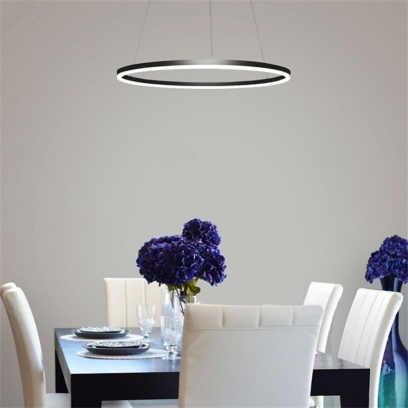 LED Pendant Light 40/60/80cm 1-Light Ring Circle Design Dimmable Aluminum Painted Finishes Luxurious Modern Style Dining Room Bedroom Pendant Lamps 110-240V ONLY DIMMABLE WITH REMOTE CONTROL