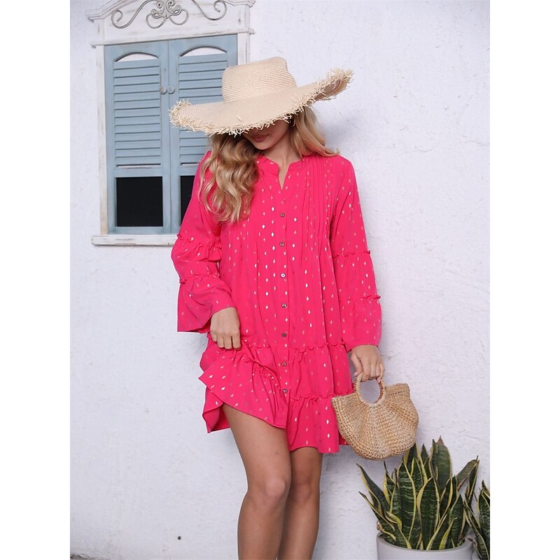 Women's Mini Dress Black Dress Casual Dress Cocktail Dress Formal Dress Cute Stylish Casual Flared Sleeve Vacation Party Daily Loose Fit Long Sleeve V Neck Magenta Black Blue Summer Spring Fall4