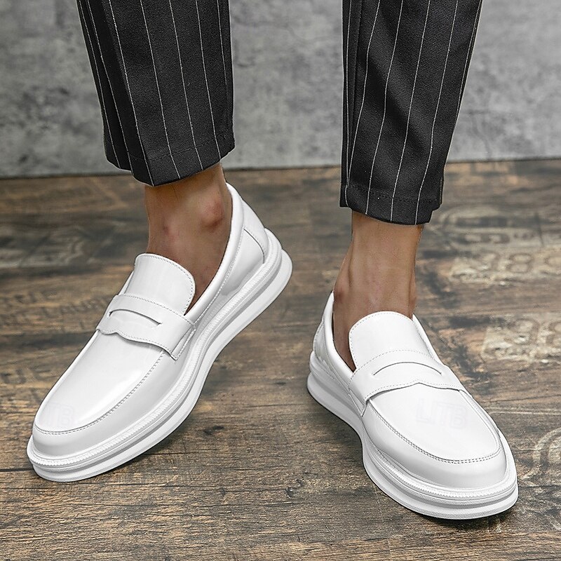 Men's White Faux Leather Penny Loafers – Sleek Casual and Formal Shoes for Business, Parties, and Everyday Wear2