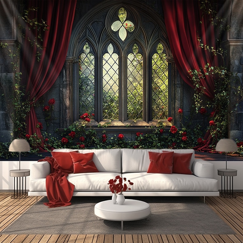 Wedding Decorations Backdrop Photograph Wall Hanging Large Tapestry Art Mural Decor Blanket Curtain Home Bedroom Living Room Decoration Window View Roses - Main Image