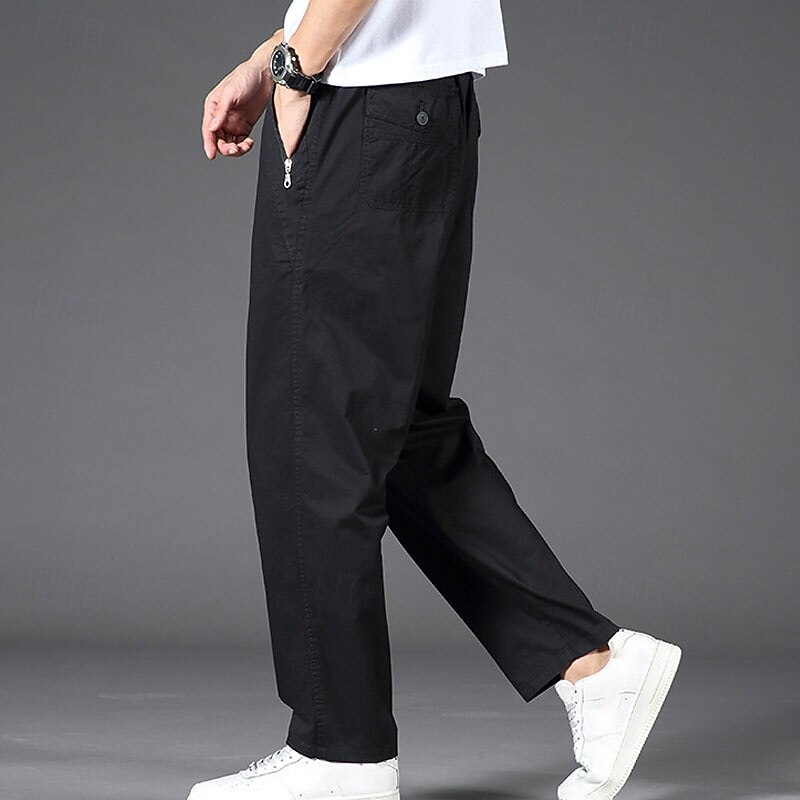 Men's Cargo Pants Trousers Casual Pants Pocket Drawstring Elastic Waist Plain Comfort Sports Outdoor Daily Fashion Casual Black Yellow Micro-elastic3