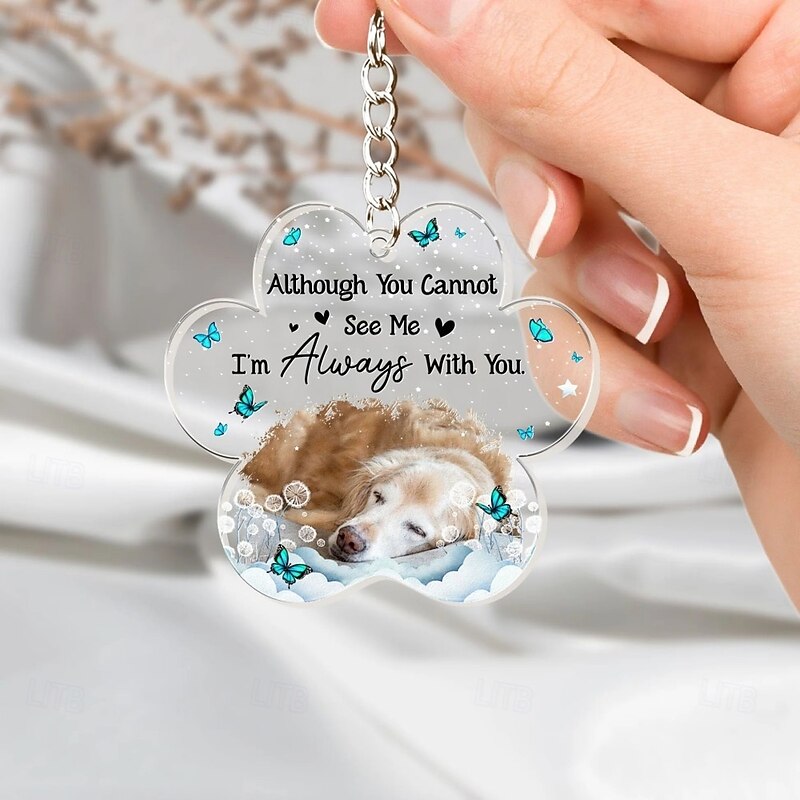 Personalized Acrylic Memorial Pet Photo Keychain, Custom Keychain Sympathy Keepsake for Loss of Loved One,Butterfly Shaped Memorial Gifts Remembrance Decoration - Bereavement Condolences Gifts4