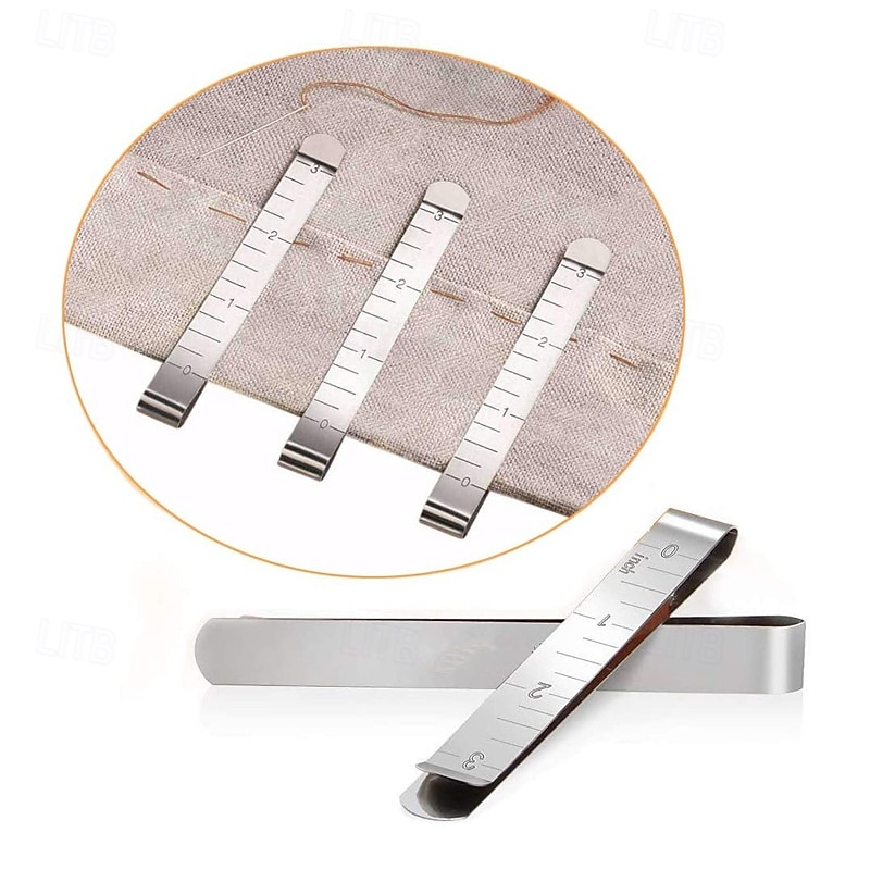 20pcs Hemming Clips Stainless Steel Sewing Clips Measurement Ruler Marking Sewing Project Quilting Supplies (3 Inches)2