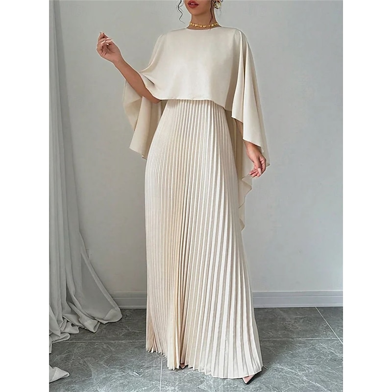 Women's Maxi Dress Casual Dress A Line Dress Stylish Basic Casual Vacation Daily Regular Fit Plain Long Sleeve Crew Neck Black Red Beige Summer Spring4
