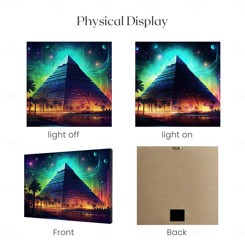 Pyramid Trippy LED Canvas Wall Art LED Lighted Up Wall Decor 2AA Battery Operated Lighted Canvas Print LED Light Kitchen Bedroom or Home Decor4