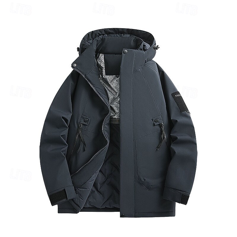 Men's Softshell Jacket Hiking Jacket Winter Outdoor Thermal Warm Windproof Water Resistant Winter Jacket Lightweight Jacket Windbreaker Jacket Traveling Black Ivory Yellow Dark Blue2