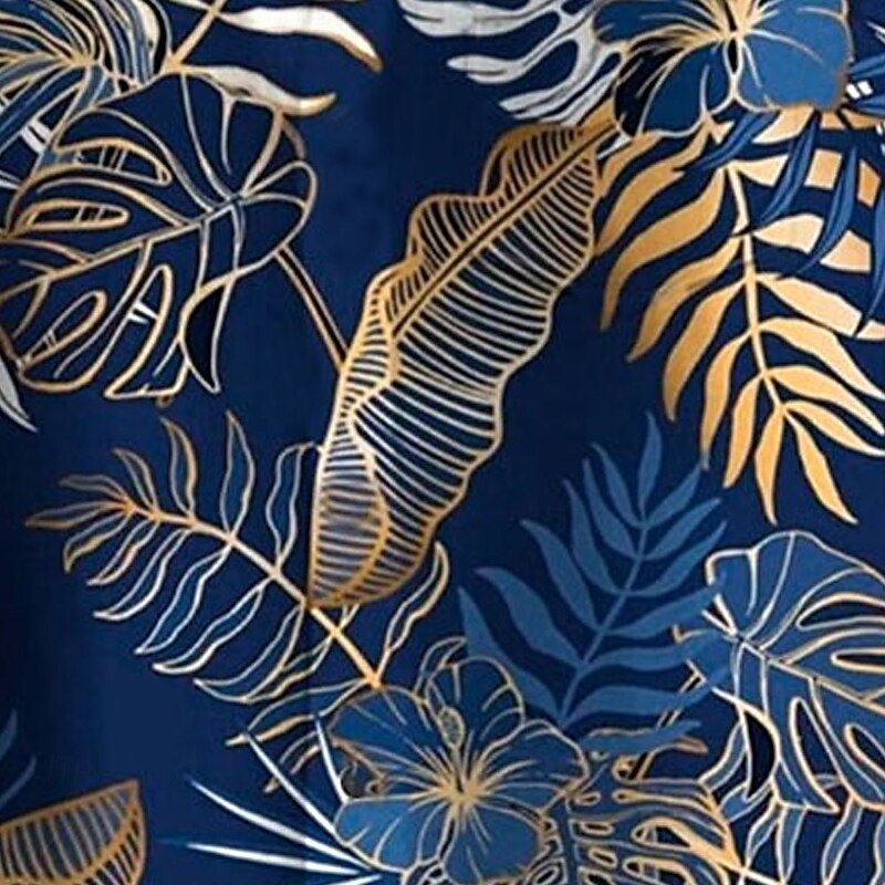 Men's Palm Leaf Casual Shirt Summer Hawaiian Shirt Aloha Shirt Short Sleeve Hawaiian Resort Vacation Casual Summer Spring Turndown Button Up Blue Green3