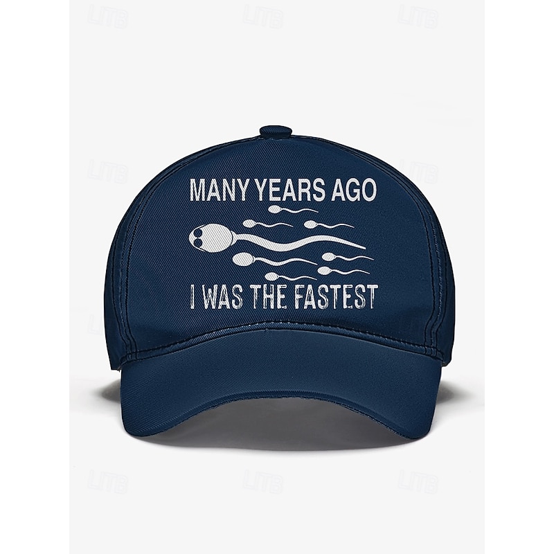 Funny Printed Baseball Cap with 'Many Years Ago I Was the Fastest' Quote, Adjustable Dad Hat for Men and Women, Perfect for Casual Wear, Gag Gifts, and Parties