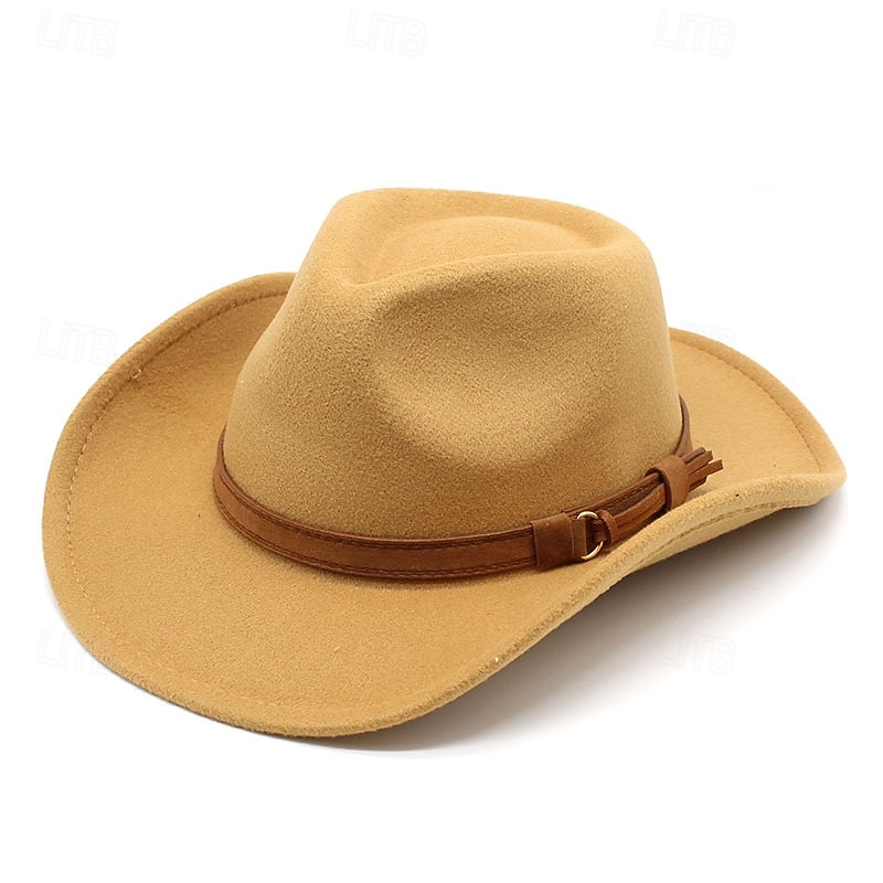 Men's Kentucky Derby Hat Sun Hat Cowboy Hat Fedora Trilby Hat Black Red Woolen Vintage Style Fashion 18th Century State of Texas Daily Theme Party Solid / Plain Color Sunscreen Cosplay4