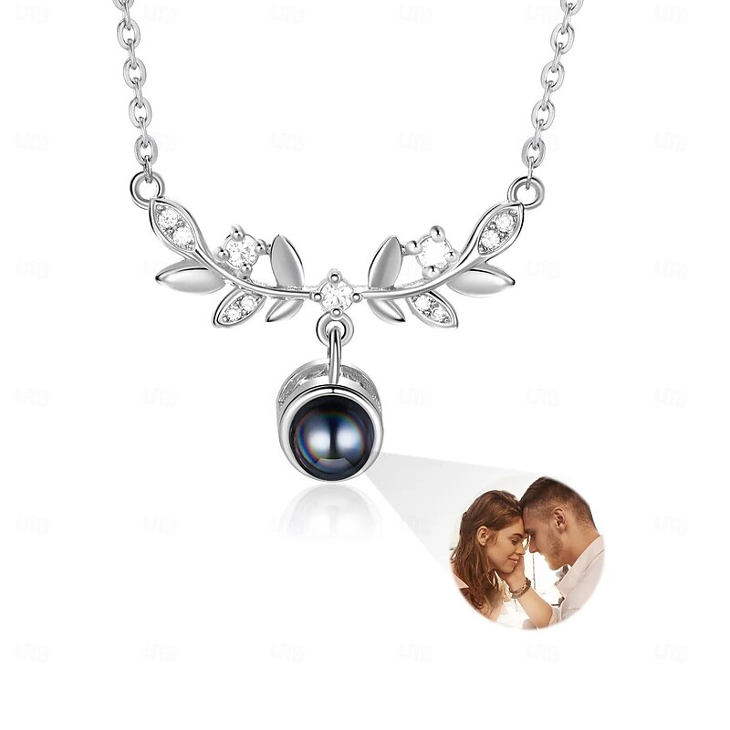 Personalized Projection Necklace Custom Best Gift for Mom Wedding Gift for Lovers Copper Pendant with Photo Projection Stone