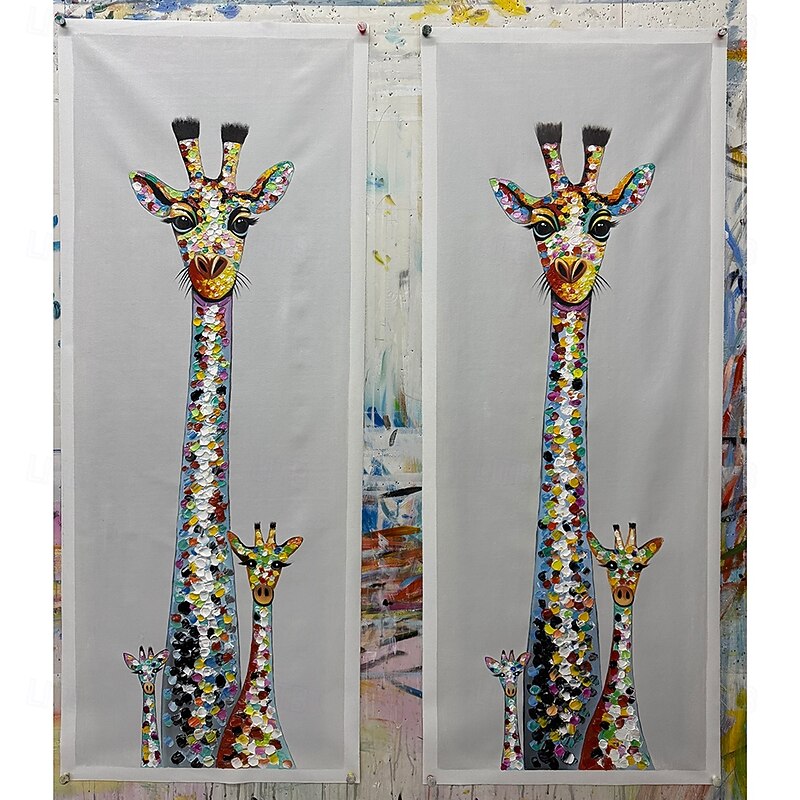 Mintura Handmade Giraffe Animals Oil Paintings On Canvas Wall Art Decoration Modern Abstract Picture For Home Decor Rolled Frameless Unstretched Painting3