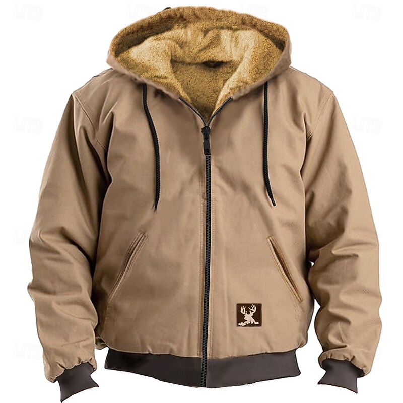 Men's Deer Fleece Hoodies Sweatshirt Fashion Ethnic Long Sleeve Hooded Vacation Sports Outdoor Streetwear Brown Green Drawstring Fall Winter Designer2