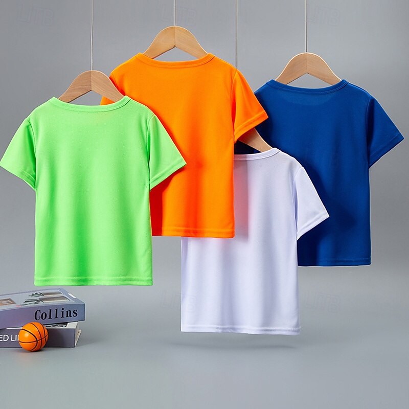 Multi Packs 4pcs Boys Crew Neck Short Sleeves T Shirt Tee Top Print Graphic Vacation Daily Wear Polyester Spring & Summer3