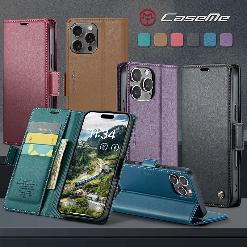 Phone Case For iPhone 17 Pro Max 17 Air 16 15 14 Pro Max Plus 13 12 11 Pro Max Mini Flip Cover with Stand Holder Magnetic Card Slot Retro TPU PU Leather