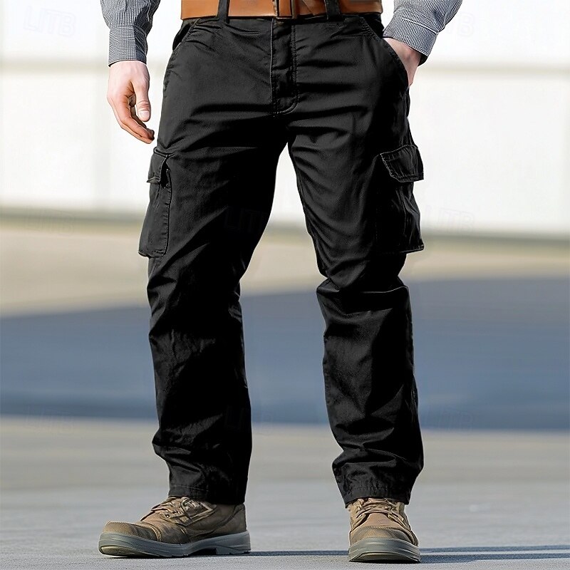 Men's Cargo Pants Cargo Trousers Trousers Multi Pocket Straight Leg Plain Windproof Wearable Full Length Outdoor Daily Camping & Hiking Fashion Streetwear Black Navy Blue2
