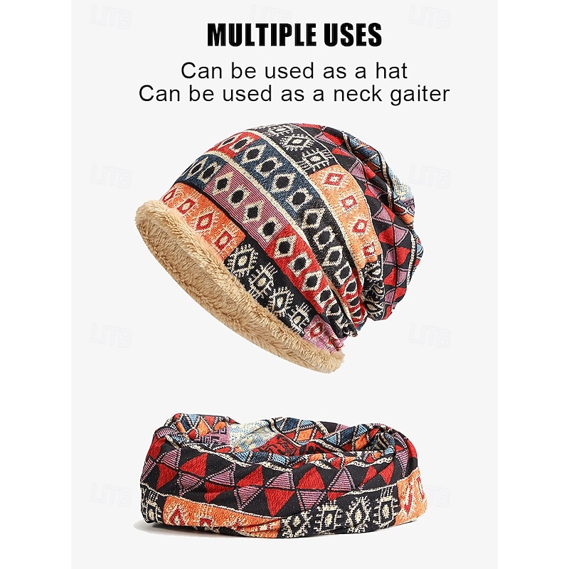 Women's 2-in-1 Soft Beanie and Neck Gaiter with Pompom and Fleece Lining - Boho Chic Winter Set2