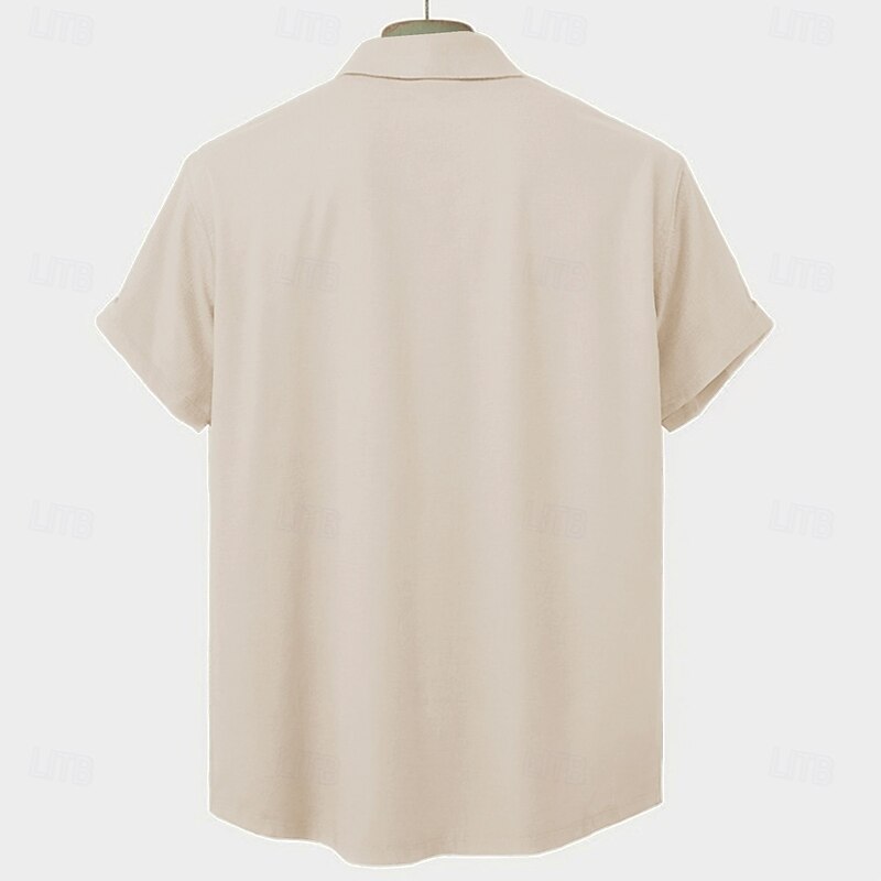 Men's Cat Casual Shirt Button Up Shirt Short Sleeve Casual Casual Summer Spring Turndown Button Up Pink Blue Beige2