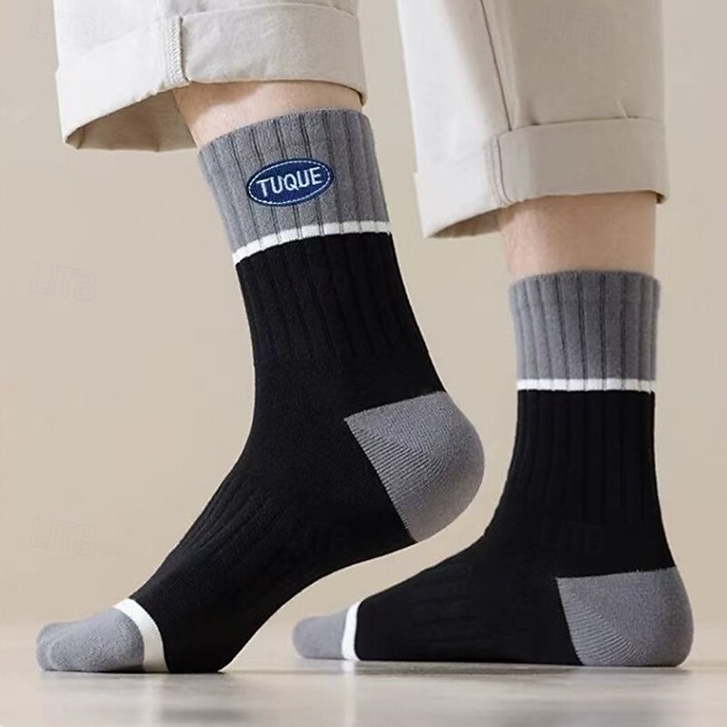 Men's 5 Pairs Multi Packs Socks Crew Socks Running Socks Casual Socks Rainbow Color Color Block Vacation Sports & Outdoor Daily Basic Warm Fall & Winter Fashion Casual3