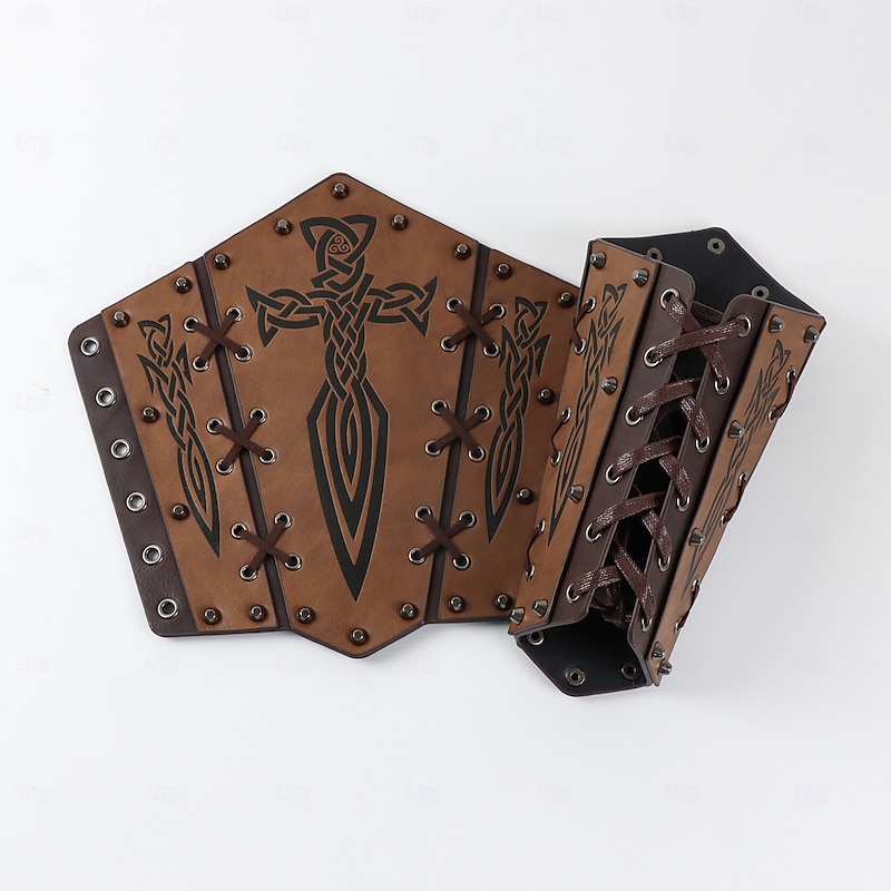 Retro Vintage Medieval Renaissance Armor Waist Belt Belt Pouch Pirate Viking Ranger Fancy Dress Men's Carnival Costume Viking Halloween Carnival Mardi Gras Party LARP Adults' Waist Belt4