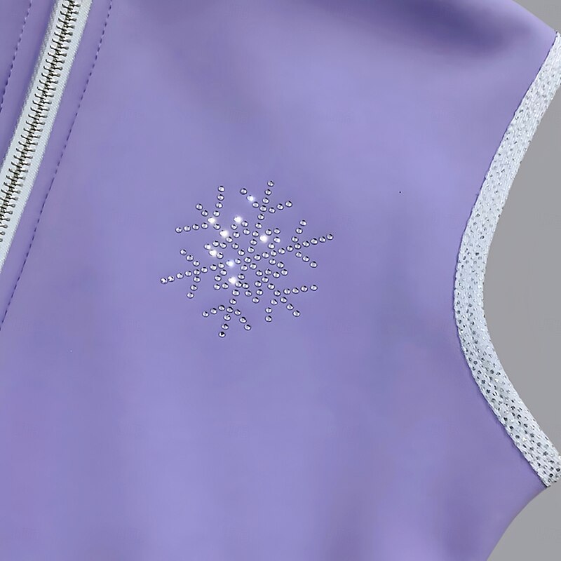 Figure Skating Fleece Jacket Figure Skating Jacket with Pants Women's Girls' Ice Skating Vest / Gilet Jacket Top Black Light Purple Patchwork Spandex Stretchy Training Practice Professional Skating4