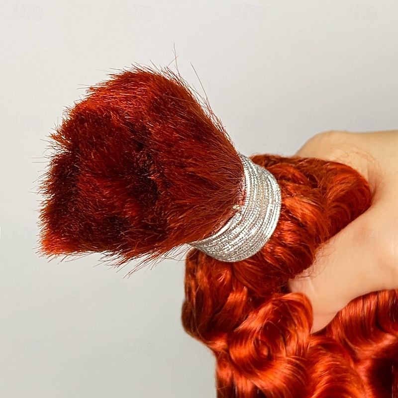 Ginger# Bulk Hair  Human Hair Extension Deep Wave 1 Bundle Human Hair 12-28 Inch3