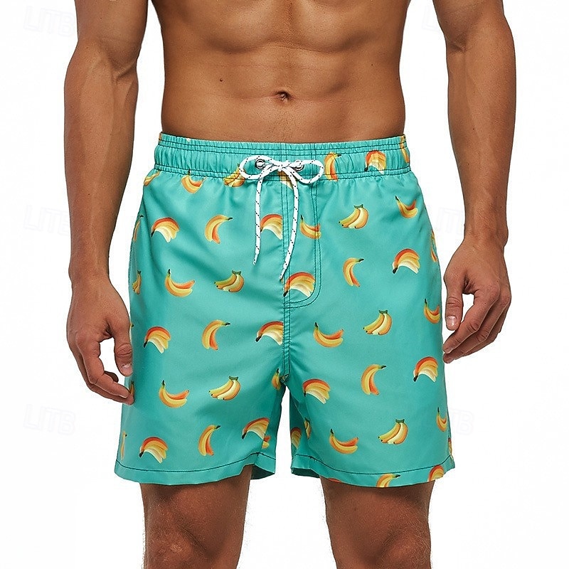 Men's Swim Trunks Swim Shorts Board Shorts Bathing Suit Drawstring with Pockets Swimming Surfing Beach Water Sports Fruit Summer Spring4