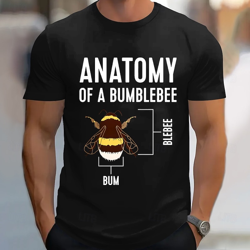 Men's Funny Bumblebee Anatomy T-Shirt - Punny "Bum & Blebee" Graphic Tee for Him4