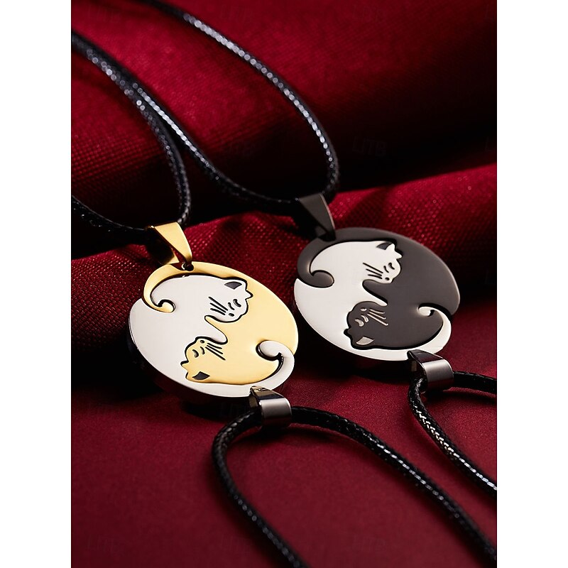 Necklace Stainless Steel Women's Fashion Cute Two tone Animal Lovely Round Heart Shape Necklace For Valentine's Day Birthday Gift