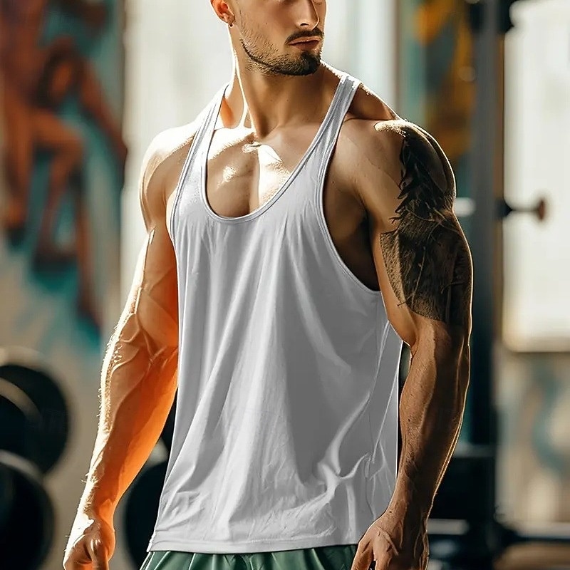 Men's Tank Top Vest Top Undershirt Sleeveless Shirt Sleeveless U Neck Spring & Summer Plain Fashion Designer Vacation Street Going out Black White Navy Blue Top Tee for Men4