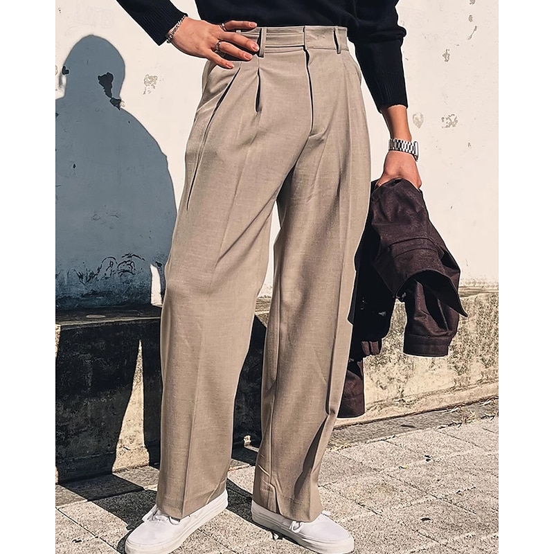 Men's Graduation Dress Pants Trousers Chinos Slacks Pocket Straight Leg Plain Comfort Formal Party Work Fashion Classic Style Black Khaki Micro-elastic2