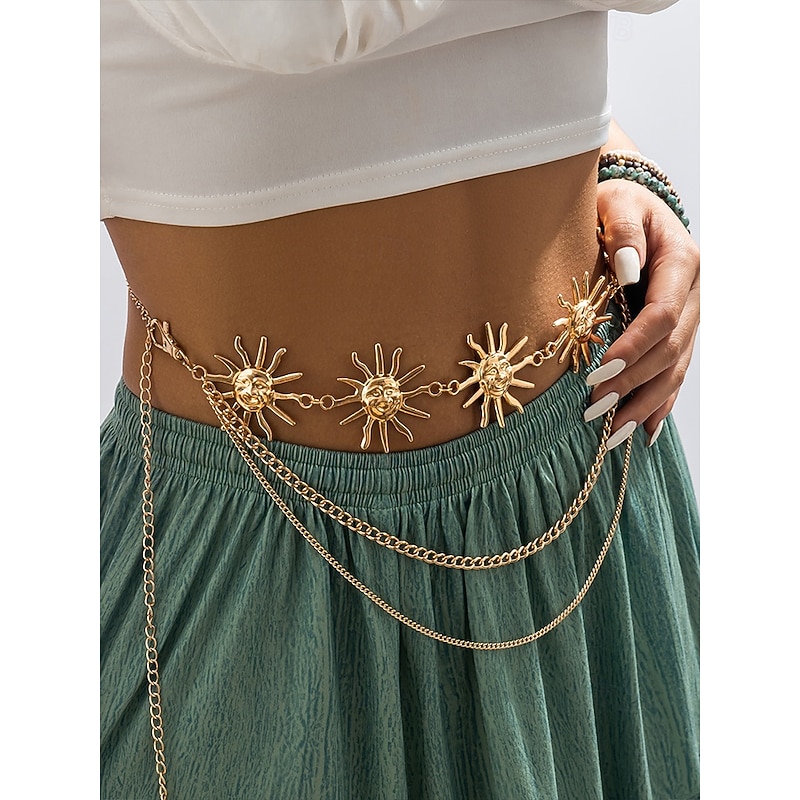Women's Boho Gold Sun Chain Body Belt with Multiple Chains | Perfect for Festivals and Beachwear2