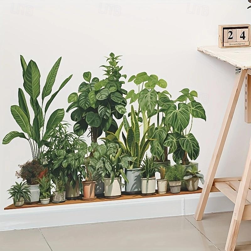 Creative Wall Sticker, Tropical Plant Leaves Pattern Self-Adhesive Wall Stickers, Bedroom Entryway Living Room Porch Home Decoration Wall Stickers, Removable Stickers, Wall Decor Decals