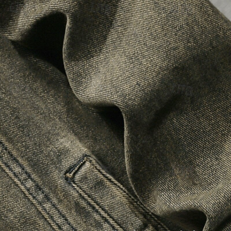 Men's Lightweight Jacket Denim Jacket Chore Jacket Formal Home Pocket Winter Spring &  Fall Solid Color Retro Vintage Shirt Collar Regular Brown Jacket2