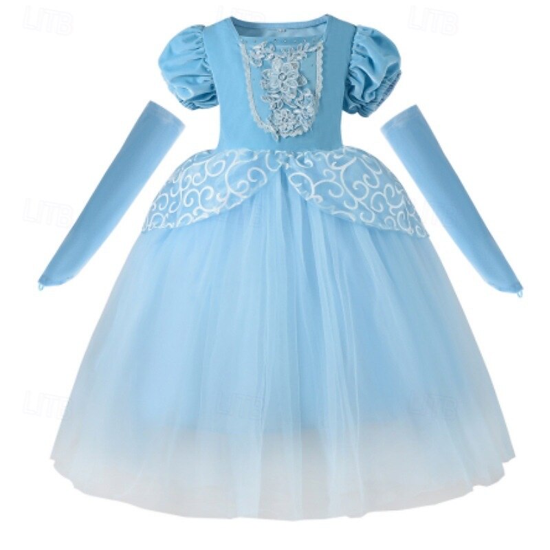 Frozen Princess Fairytale Elsa Flower Girl Dress Theme Party Costume Tulle Dresses Carnival Costume Led Light Up Movie Cosplay for Girls' Kid's Halloween Carnival Mardi Gras Performance Party Stage3
