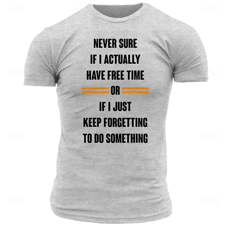 Men's Letter Printed Funny T Shirt Tee Top 100% Cotton Short Sleeve Graphic Shirt Heather Gray White Comfortable Tee Vacation Street Fashion Designer Clothing