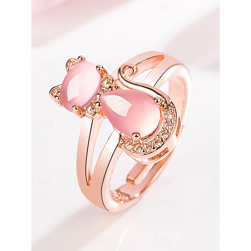 Ring Wedding Geometrical Pink Copper Cat Fashion Cute 1PC Valentine's Day