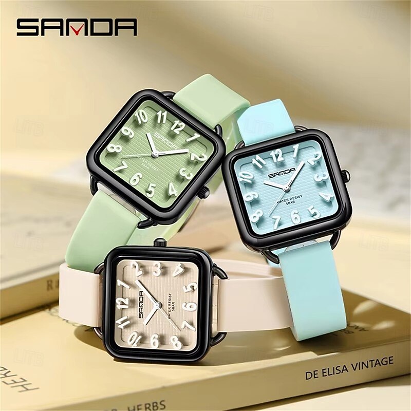 SANDA Women Men Quartz Watch Creative Minimalist Fashion Business Waterproof Decoration Silicone Watch3