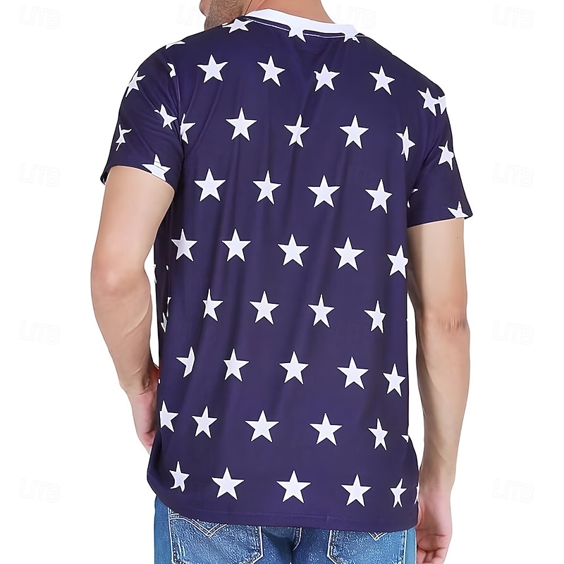 American Independence Day Men's American US Flag Costume T Shirt Short Sleeve T shirt 3D Print Crew Neck Shirt Exaggerated Designer Party Holiday Club Blue Summer Spring Clothing Apparel S M L XL XXL2