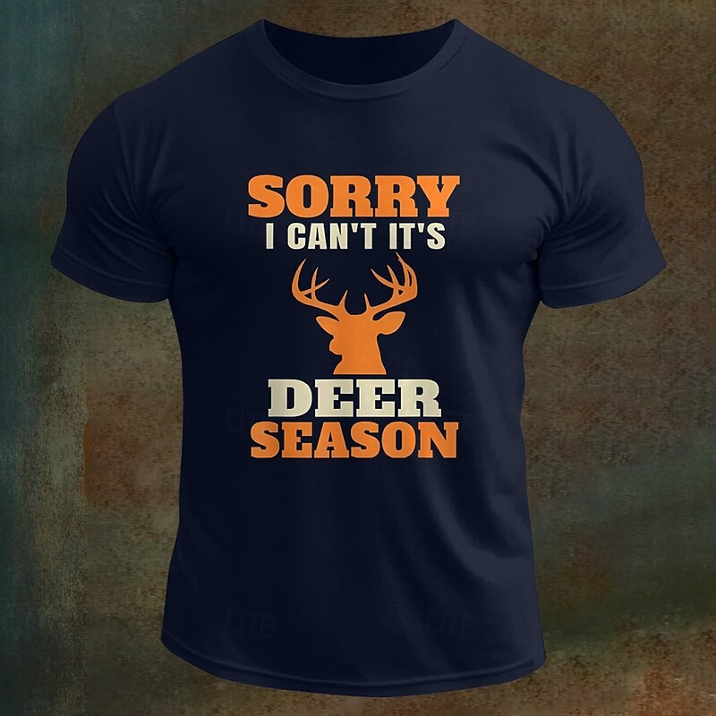 Men's Funny Hunting Deer T Shirt Tee Top 100% Cotton Short Sleeve Graphic Shirt Black White Army Green Comfortable Tee Vacation Street Fashion Designer Clothing2