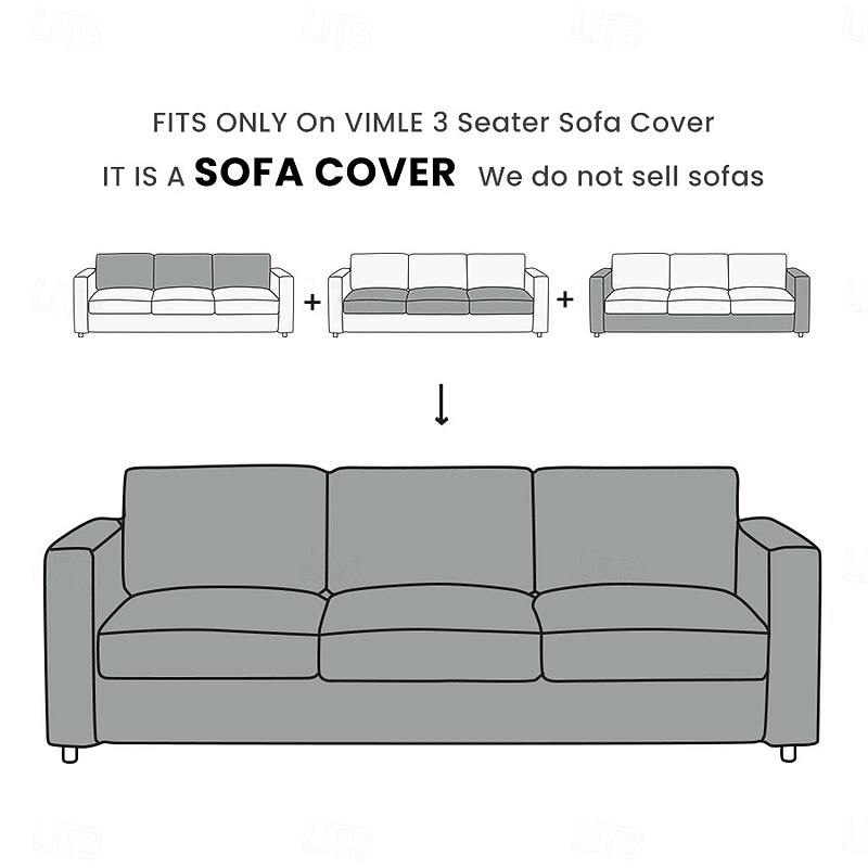 3 Seater Sofa Cover Solid Color Slipcovers VIMcover LITB PRIME cover2