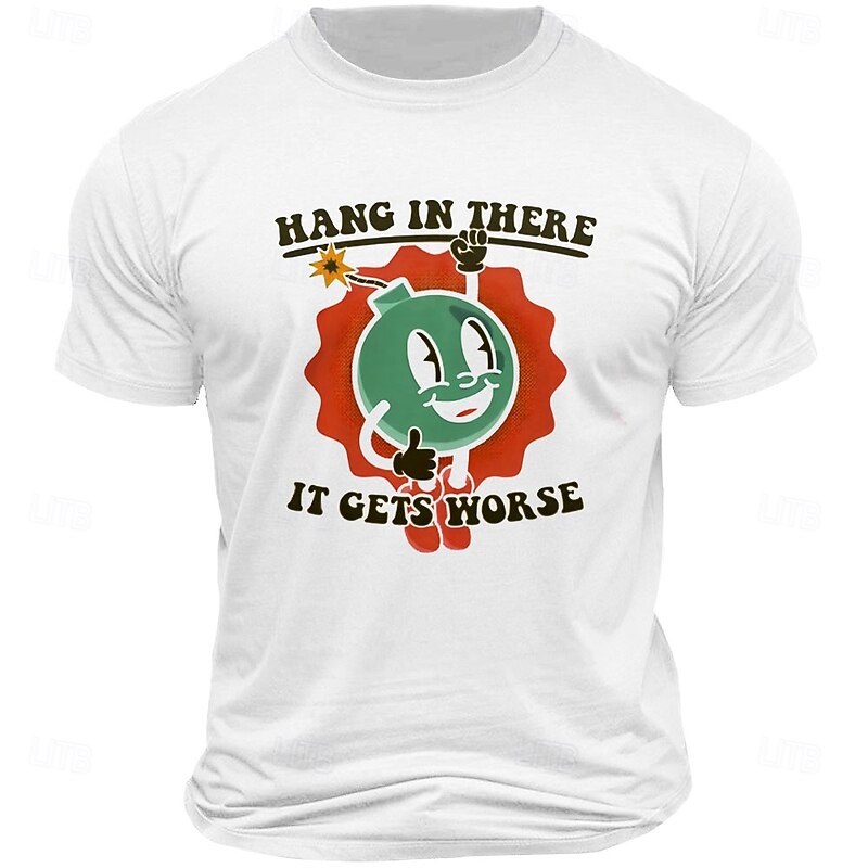 Men's Cartoon Letter Printed Funny Slang T Shirt Tee Top 100% Cotton Short Sleeve Graphic Shirt Black White Army Green Comfortable Tee Vacation Street Fashion Designer Clothing3