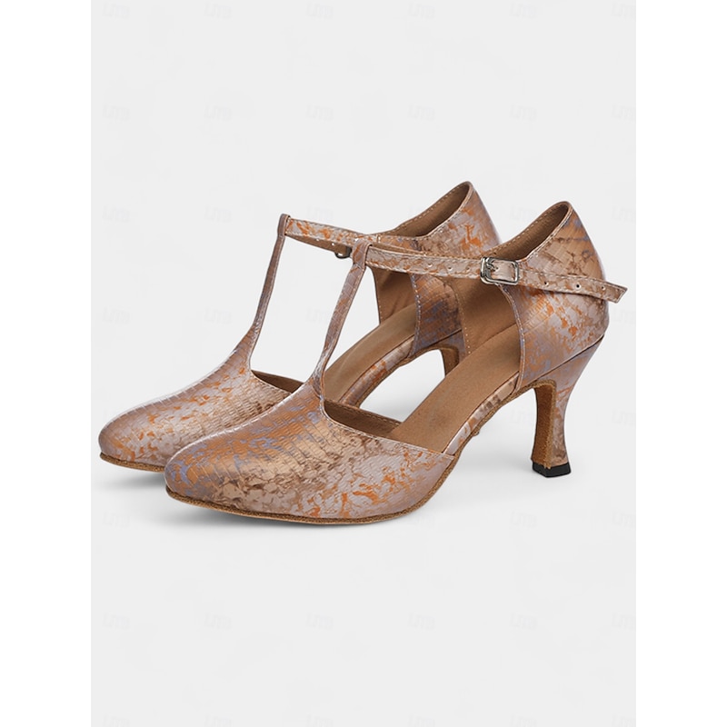 Women's Stylish Metallic Latin Dance Shoes with Soft Suede Sole and T-Strap | Perfect for Practice and Performances3