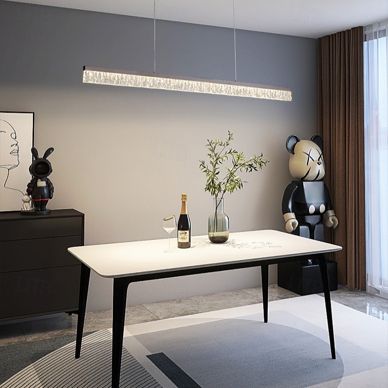 Modern Linear Pendant Light Crystal Style Stepless Dimming with Remote Control Metal Island Lighting Lamp for Dining Room 100cm  110-240V4