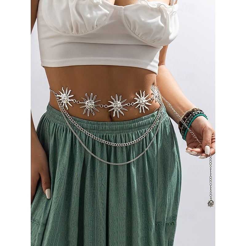 Women's Boho Gold Sun Chain Body Belt with Multiple Chains | Perfect for Festivals and Beachwear3