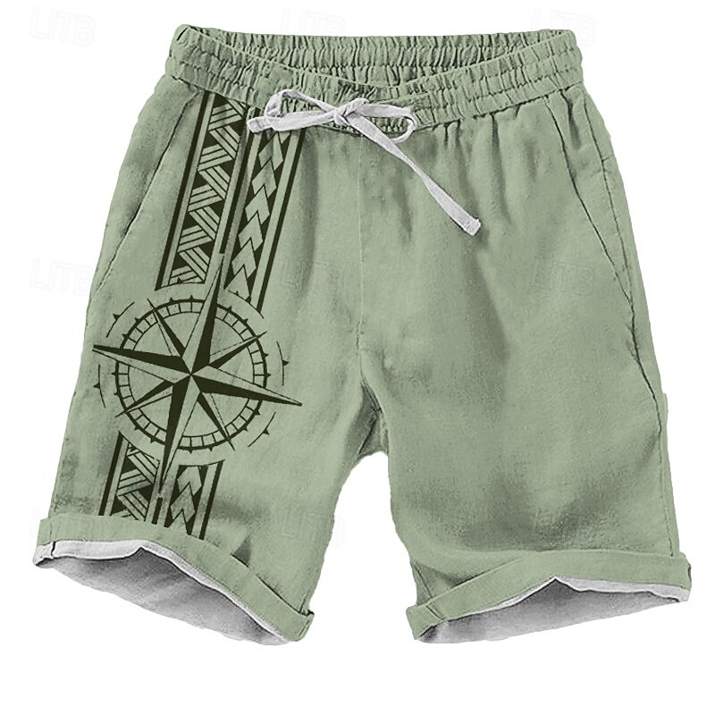 Men's Geometric Pattern Nautical Compass Shorts Beach Shorts Casual Shorts Mid Waist Vacation Streetwear Hawaiian Outdoor Casual Holiday Drawstring Side Pockets Designer Clothing Apparel4