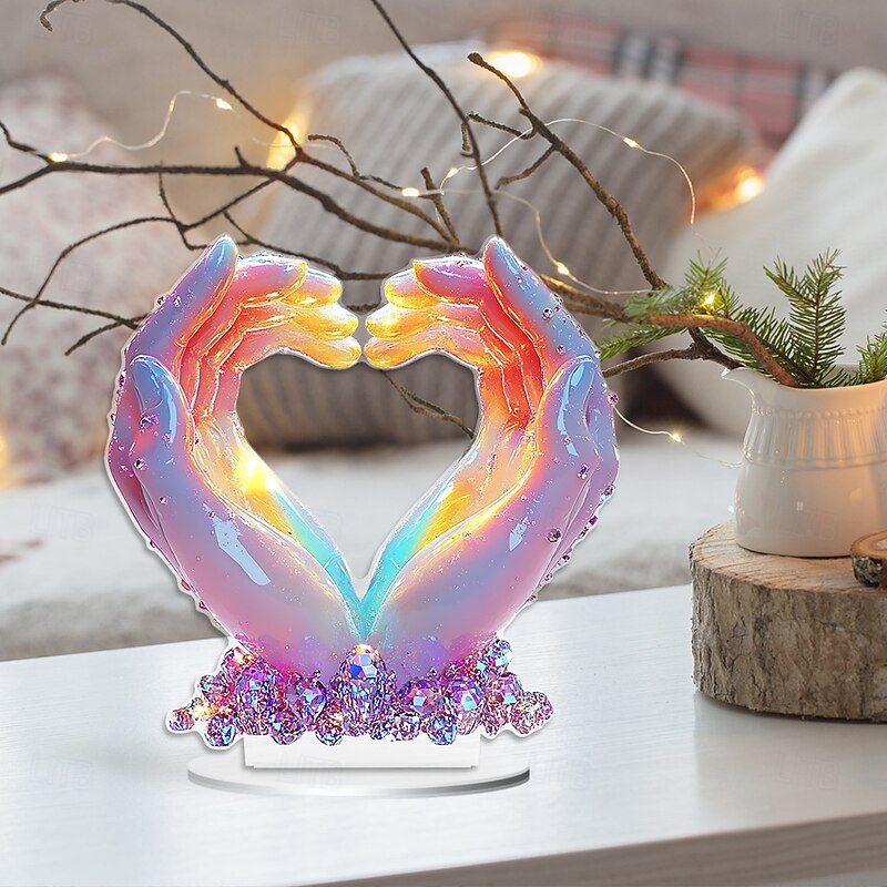 Valentine's Day Colorful Guardian Heart Holiday Party Table Decoration Acrylic Waterproof and Wear-resistant Ornament2