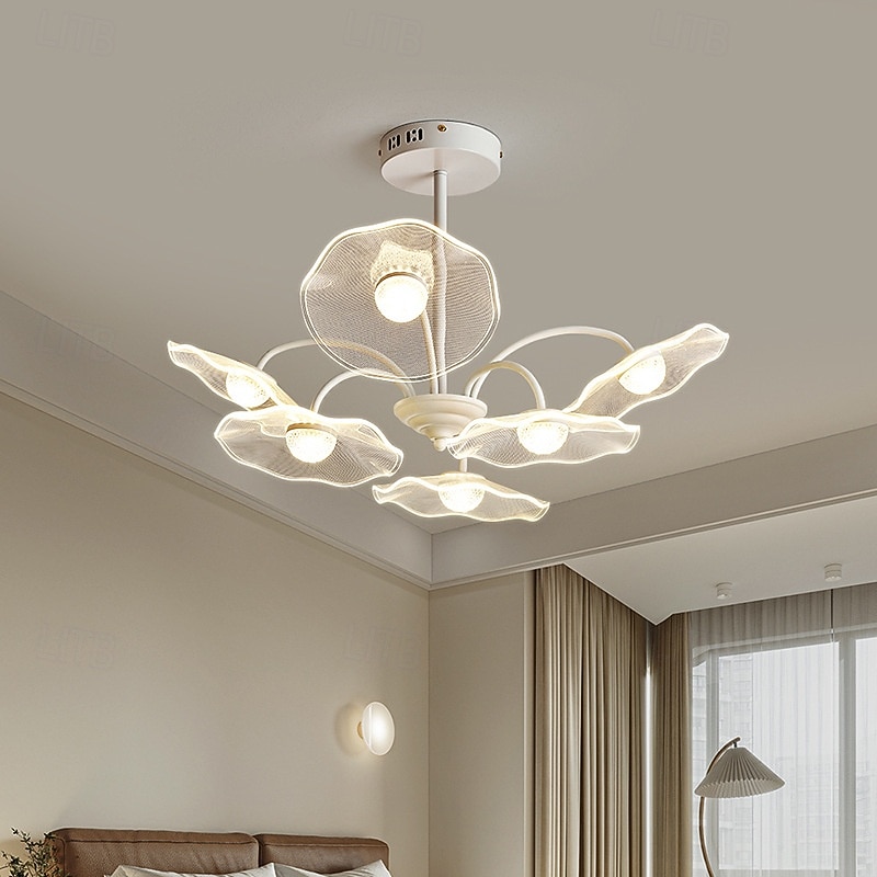 Lotus Leaf Design Acrylic Chandelier Modern Branch Chandelier Flower Pendant Lights Restaurant Hotel Lobby Villa Designer Lamps 220-240V